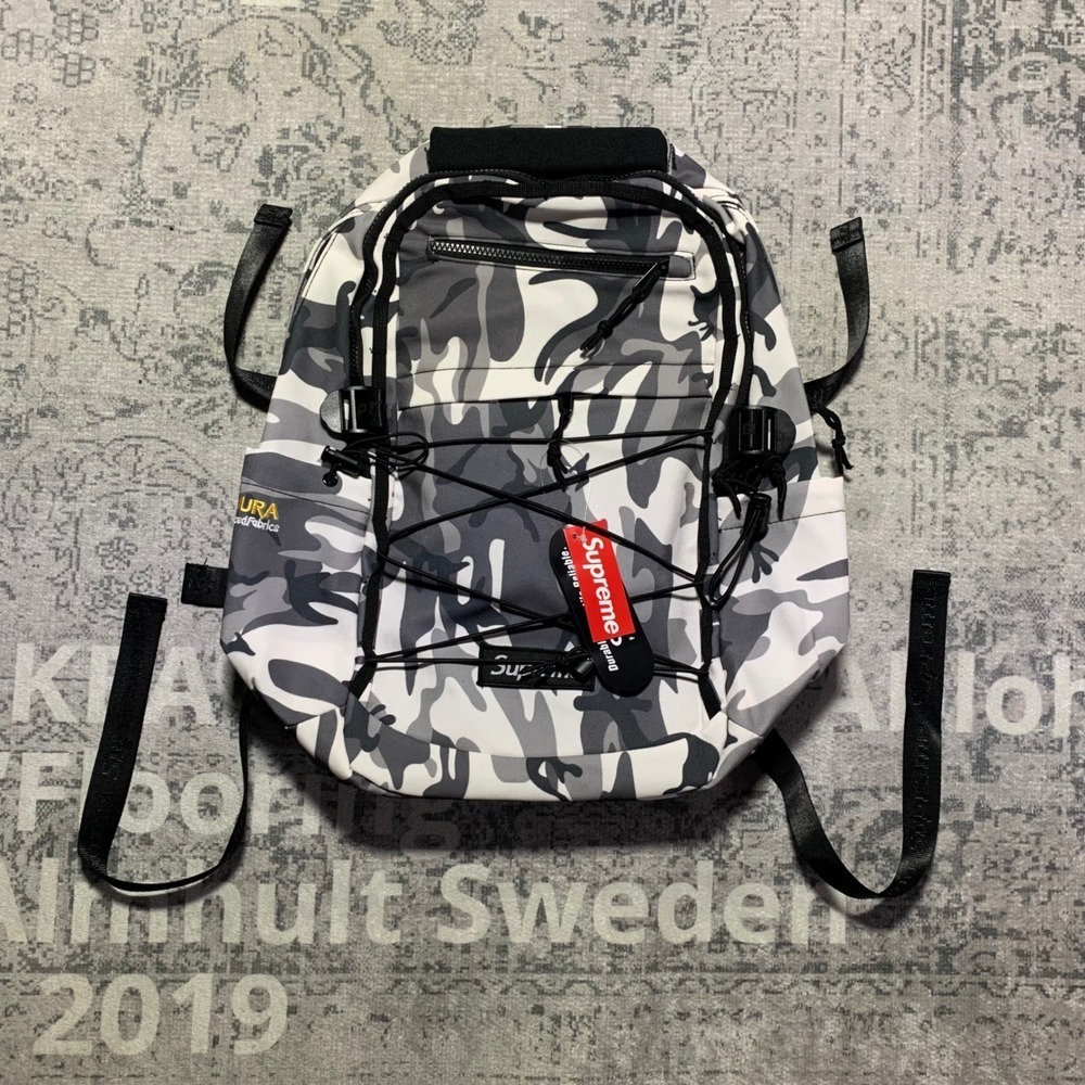 Supreme Cordura Backpack Snow Camo White Grey Box Logo Streetwear Bag